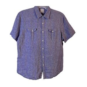 Baird McNutt Murano Irish Linen Purple Short Sleeve Slim Fit Shirt XL